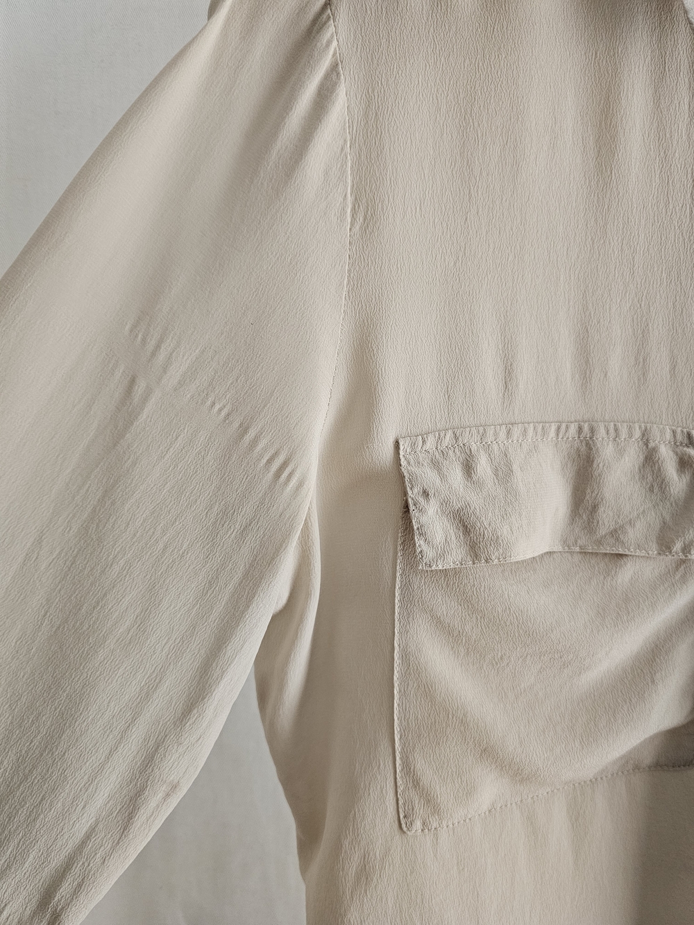 Aritzia Babaton Beige Long Sleeve 100% Silk Button Blouse - Picture 7 of 16